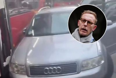 Laurence Fox livestreams angry row after crash with double-decker bus
