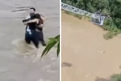 Footage Shows Three Friends In Final Hug Moments Before Being Swept Away In Flood