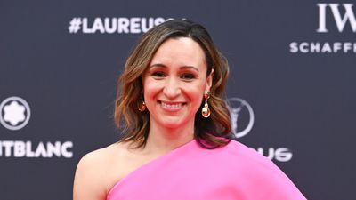 Jessica Ennis-Hill goes for ultimate poolside glamour in green and white swimsuit - here's where to buy it