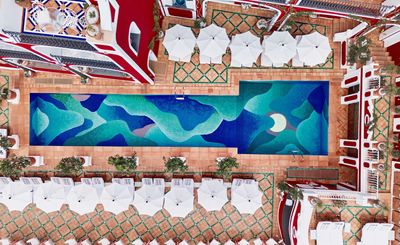 Dive into Nicolas Party’s otherworldly art at Le Sirenuse swimming pool in Positano