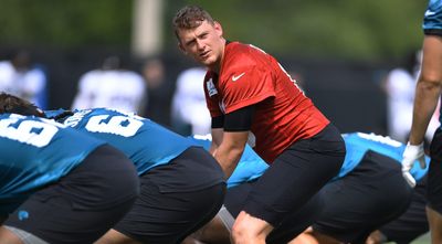 Mac Jones looked so silly running through ball-protection drills at Jaguars OTAs