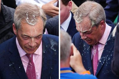 Woman charged with assault after milkshake thrown in Nigel Farage's face