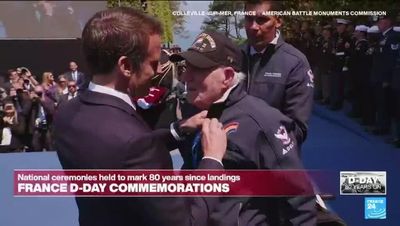 Emmanuel Macron awards 11 US veterans with Legion of Honour on D-Day anniversary