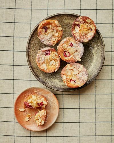 Ravneet Gill’s recipe for mini bee-sting cakes with raspberries