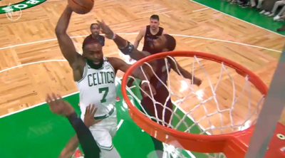 Jaylen Brown absolutely posterized Daniel Gafford with this absurd 2024 NBA Finals dunk