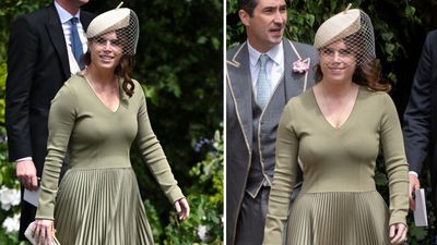 Princess Eugenie showcases olive green at its finest with gorgeous midi dress for society wedding of the year