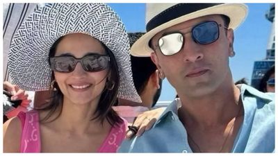 Alia Bhatt and Ranbir Kapoor look like Barbie and Ken as they pose for a selfie at Anant Ambani and Radhika Merchant's pre-wedding cruise party