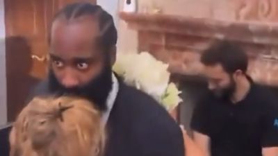 James Harden Looked Horrified When His Girlfriend Caught the Bouquet at a Wedding