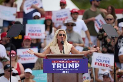 Marjorie Taylor Greene compares Trump to Jesus at Las Vegas rally