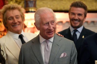 King Charles all smiles as he hosts David Beckham and Rod Stewart at celebrity-filled ceremony