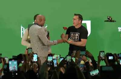 Video: Anderson Silva gives Chael Sonnen a rose in their faceoff ahead of boxing match in Brazil