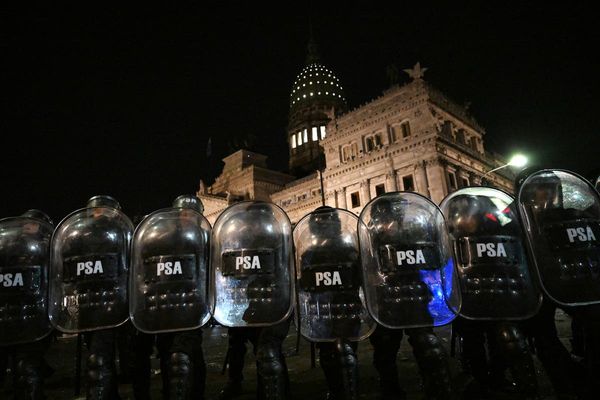 Argentina’s riot police clash with protesters in capital’s streets over president Javier Milei’s reforms