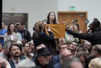 'Same old Tory policies': Protester blasts Keir Starmer during manifesto speech