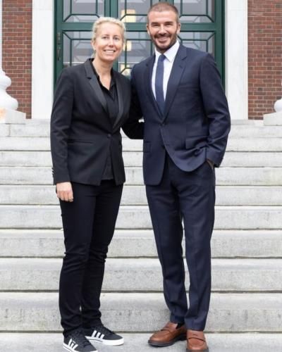 David Beckham Speaks At Harvard Business School With Anita Elberse