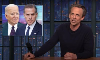 Seth Meyers on Maga’s Hunter Biden theories: ‘When one lie is debunked, a bigger, crazier lie takes its place’