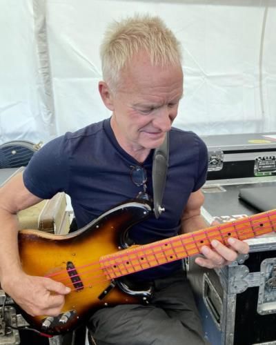 Sting: Iconic Rock Star With Guitar In Hand