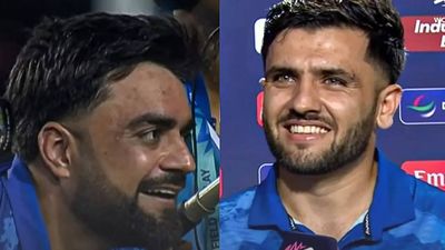 Peeping from behind the camera, playful Rashid Khan told to 'shut up' by Fazalhaq Farooqi. Watch