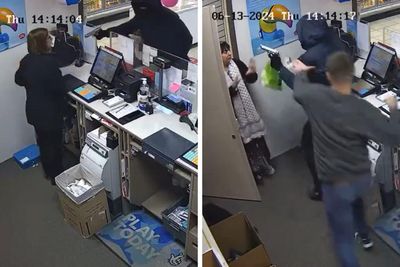 Dramatic CCTV shows 'local heroes' stop attempted armed robbery in Scottish shop