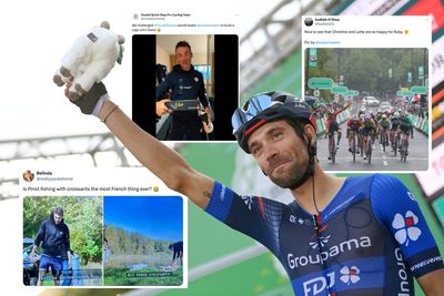 Tweets of the week: Thibaut Pinot throws croissants in a lake, Lizzie Deignan gets an MBE, and Yves Lampaert builds a tractor