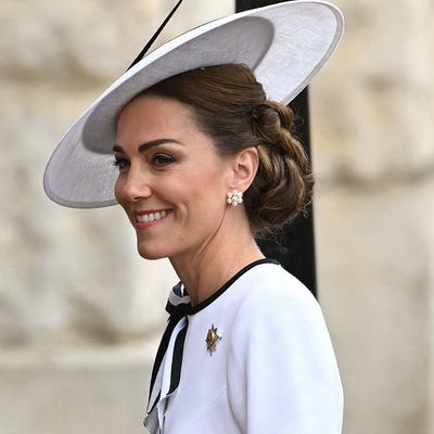 Kate Middleton Makes Her Anticipated Return to Trooping the Colour in a White, Ribbon-Embellished Dress