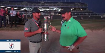 Bryson DeChambeau crashed Johnson Wagner’s delightful segment that recreated the U.S. Open-clinching chip