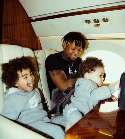 Ronald Acuña Jr. Stylishly Travels With His Children In Black