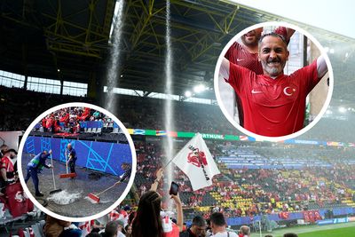 Euro 2024: Fans run for cover after Dortmund roof leaks into stands before Turkey vs Georgia