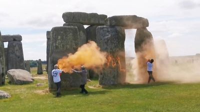 Just Stop Oil protesters cover Stonehenge in orange paint ahead of summer solstice