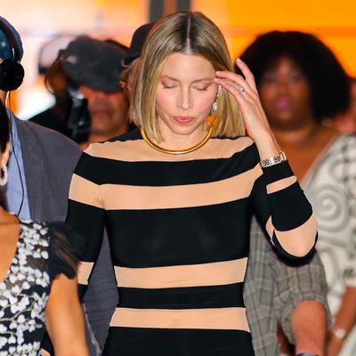 Jessica Biel Gives the Sheer Trend an Upgrade With a Norma Kamali Dress