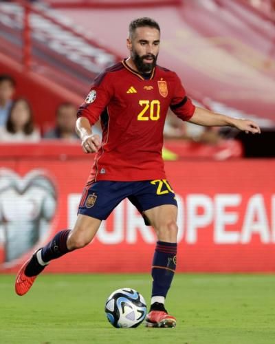 Dani Carvajal Showcasing Skills During Intense Football Game