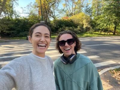 Emmy Rossum And Friends Capturing A Joyful Moment Together