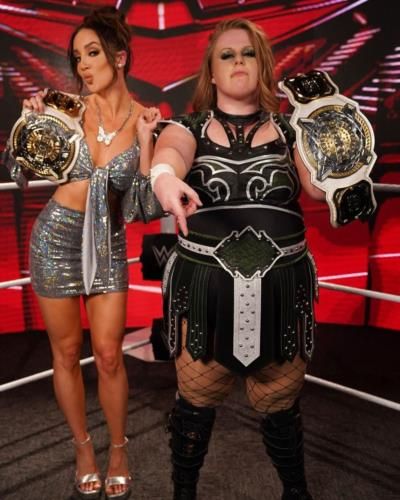 WWE Champions Chelsea Green And Piper Niven Celebrate Victory