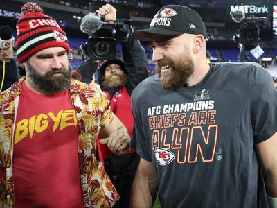 Travis Kelce attends Taylor Swift Eras Tour in London with Jason Kelce and Kylie Kelce