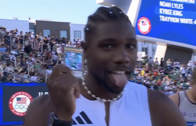 Noah Lyles showed off a Yu-Gi-Oh! Blue-Eyes White Dragon card before his run because it’s always time to duel