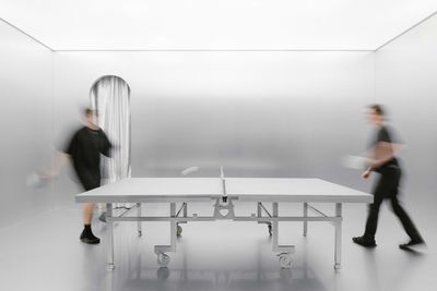 Play on this silver ping pong in Paris' latest Olympics-inspired design pop-up