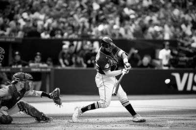 Manuel Margot's Intense Moment: A Timeless Baseball Capture