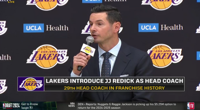 Someone audibly groaned after JJ Redick said he didn’t talk to LeBron James about the Lakers job at his opening presser
