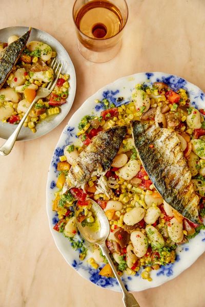 Tamal Ray’s recipe for grilled mackerel with summer butter bean salad
