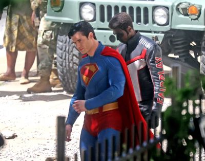 New Superman movie leak gives us a better look at the Man of Steel's costume and first images of fellow hero Mr. Terrific