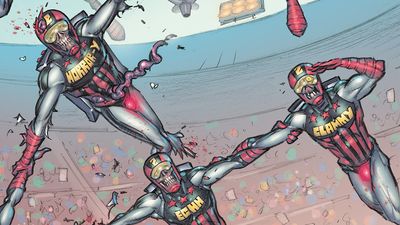 Sci-fi horror comedy Zombo crosses over with future sport classic Harlem Heroes in the new 2000 AD Sci-Fi Special