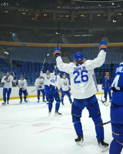 Rasmus Dahlin Showcasing Skills Alongside Teammates In Ice Hockey Game