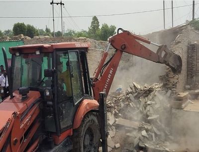 Administration demolishes illegal constructions of accused involved in cow slaughter in MP's Morena