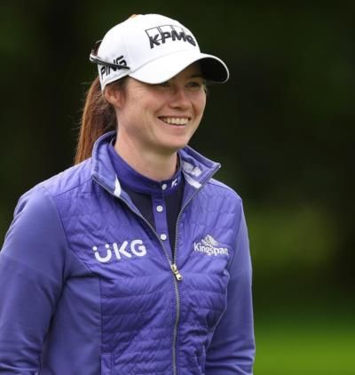 Professional Golfer Leona Maguire In Stylish White And Purple Outfit