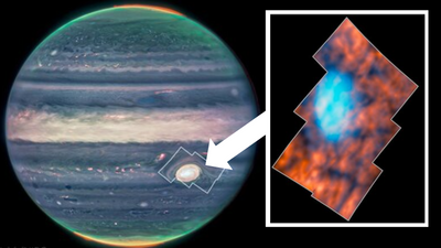 James Webb Space Telescope spies strange shapes above Jupiter's Great Red Spot (image)
