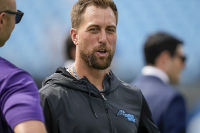 Panthers WR Adam Thielen works out with Vikings QB J.J. McCarthy