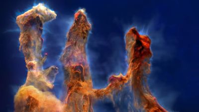 Spatial 3D, NASA Style – soar through the Pillars of Creation in this combined Webb + Hubble visualization