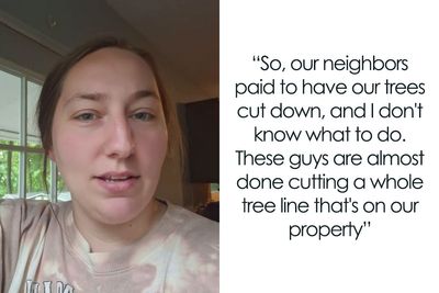 Woman Looks On In Shock As Landscapers Sent By Neighbors Enter Her Yard And Chop All Her Trees