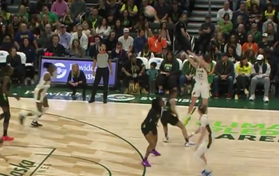 Caitlin Clark absolutely wowed a Seattle broadcaster with this fantastic logo 3-pointer