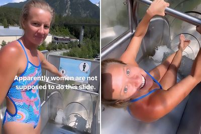 Thrill-Seeking Diver Jumps Down Extreme Waterslide, Ignoring The Strict Ban For Women