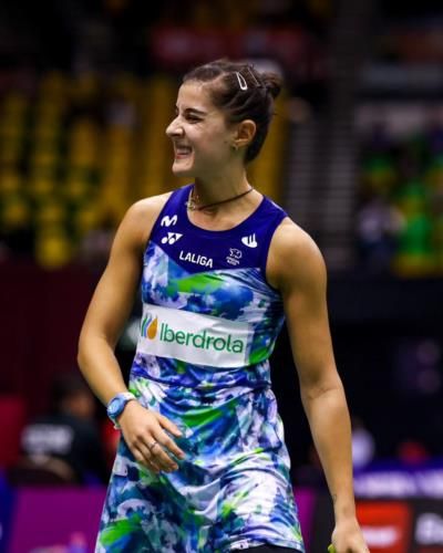 Carolina Marín Showcasing Her Skills In A Competitive Badminton Match